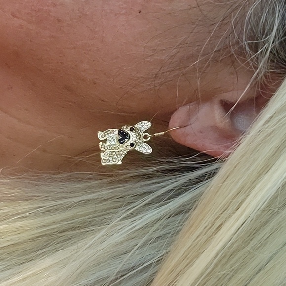 🔥LAST PAIR🔥 FRENCH BULLDOG SPARKLE DROP EARRINGS - Picture 3 of 6